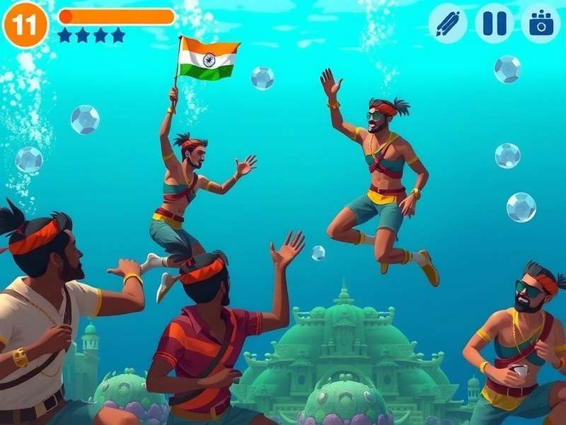 Indian players celebrating in Underwater India Expedition